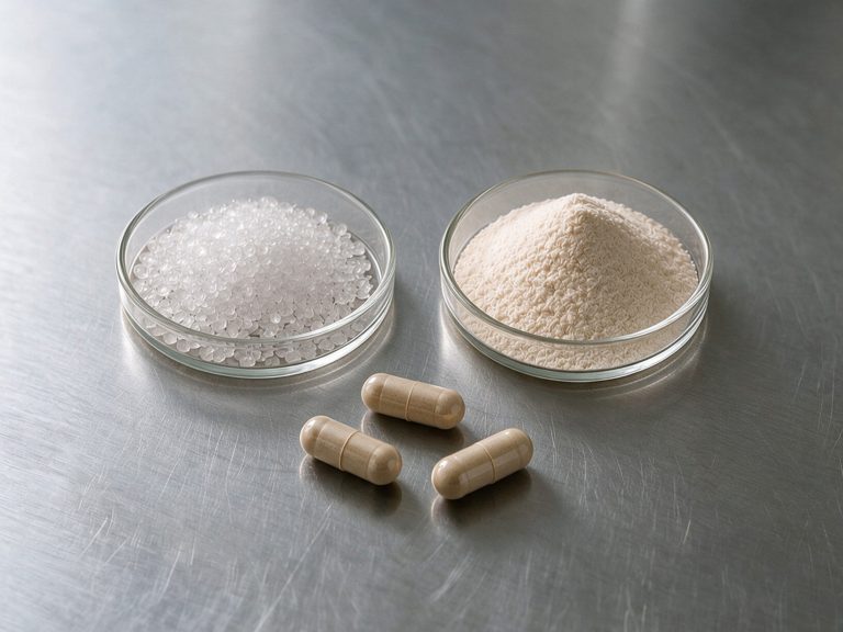 Bone and joint food supplements with calcium, collagen, glucosamine, hyaluronic acid and vitamin D3 for mobility support.