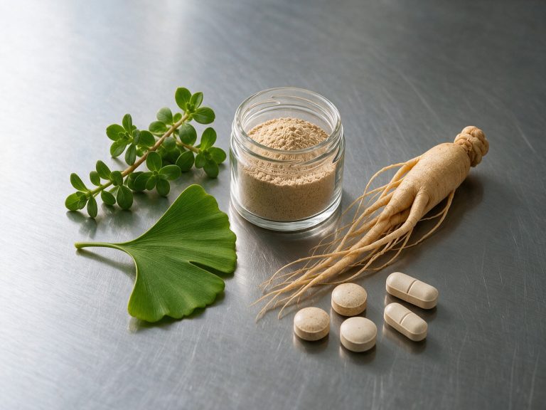 Brain, focus and memory food supplements with botanical adaptogens, vitamins, minerals and cognitive support ingredients.
