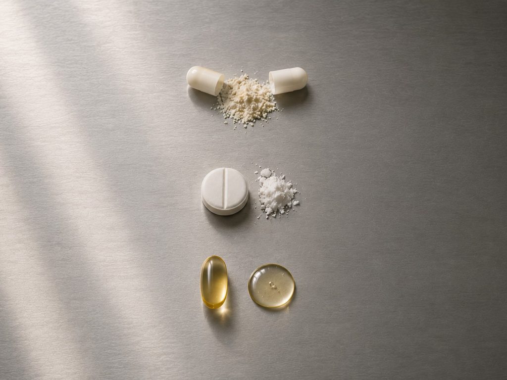 Supplement ingredients and dosage formats illustrating practical custom formulation development at Noviatic.