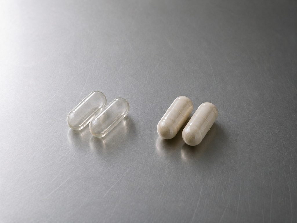 Hard gelatin and vegan HPMC capsules for custom supplement manufacturing at Noviatic.