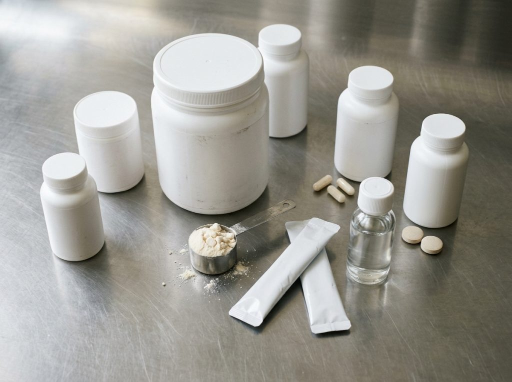 Collagen supplement formats including powder, capsules, tablets, liquid shots and stick packs – Noviatic.