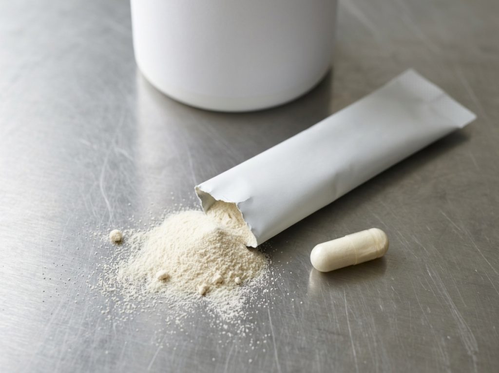 Probiotic and gut health supplement formats including stick pack powder and capsules – Noviatic.