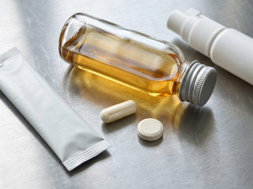 Immunity supplement formats including capsules, tablets, liquid shots, throat sprays and stick packs – Noviatic.