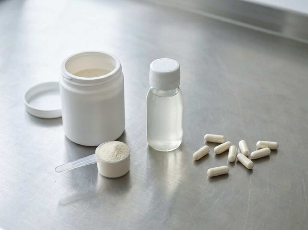 Marine collagen supplement formats including powder, liquid shot and capsules – Noviatic.