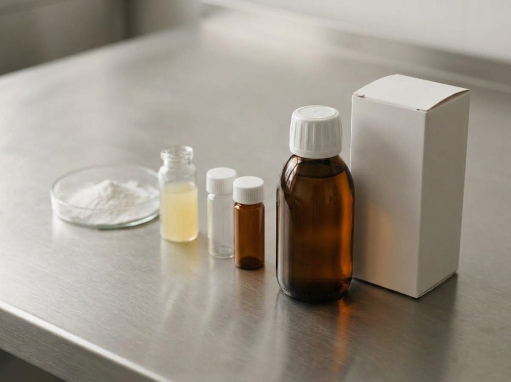 Liposomal supplement formulation samples and finished liquid packaging – Noviatic.