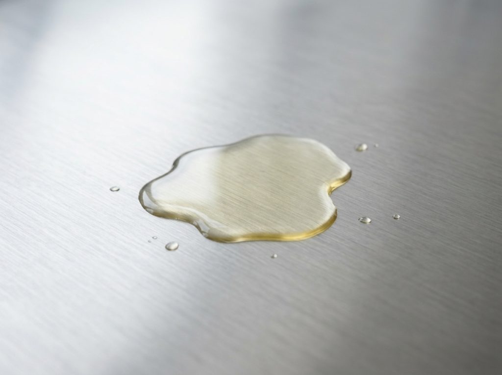 Liposomal liquid formulation on a stainless steel laboratory surface – Noviatic.