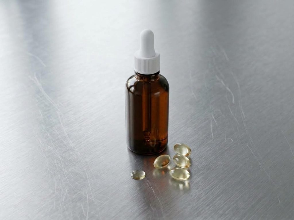 Vitamin D3 oil drops in protective amber glass packaging – Noviatic.