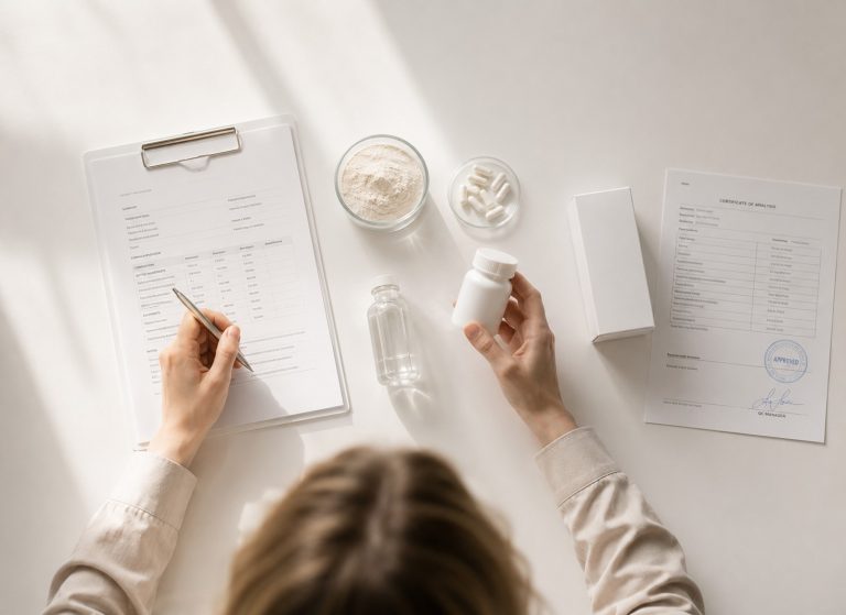 Product development for food supplements with in-house R&D, ingredient selection and formulation support in a European GMP manufacturing facility.